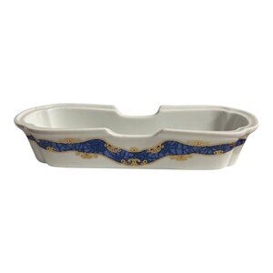 Vintage My Life Azabu Tatsumi Japanese Porcelain Chopstick / Utensil Rest Blue G